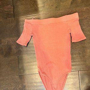One Clothing - Pink Coral Bodysuit Top - Size Small